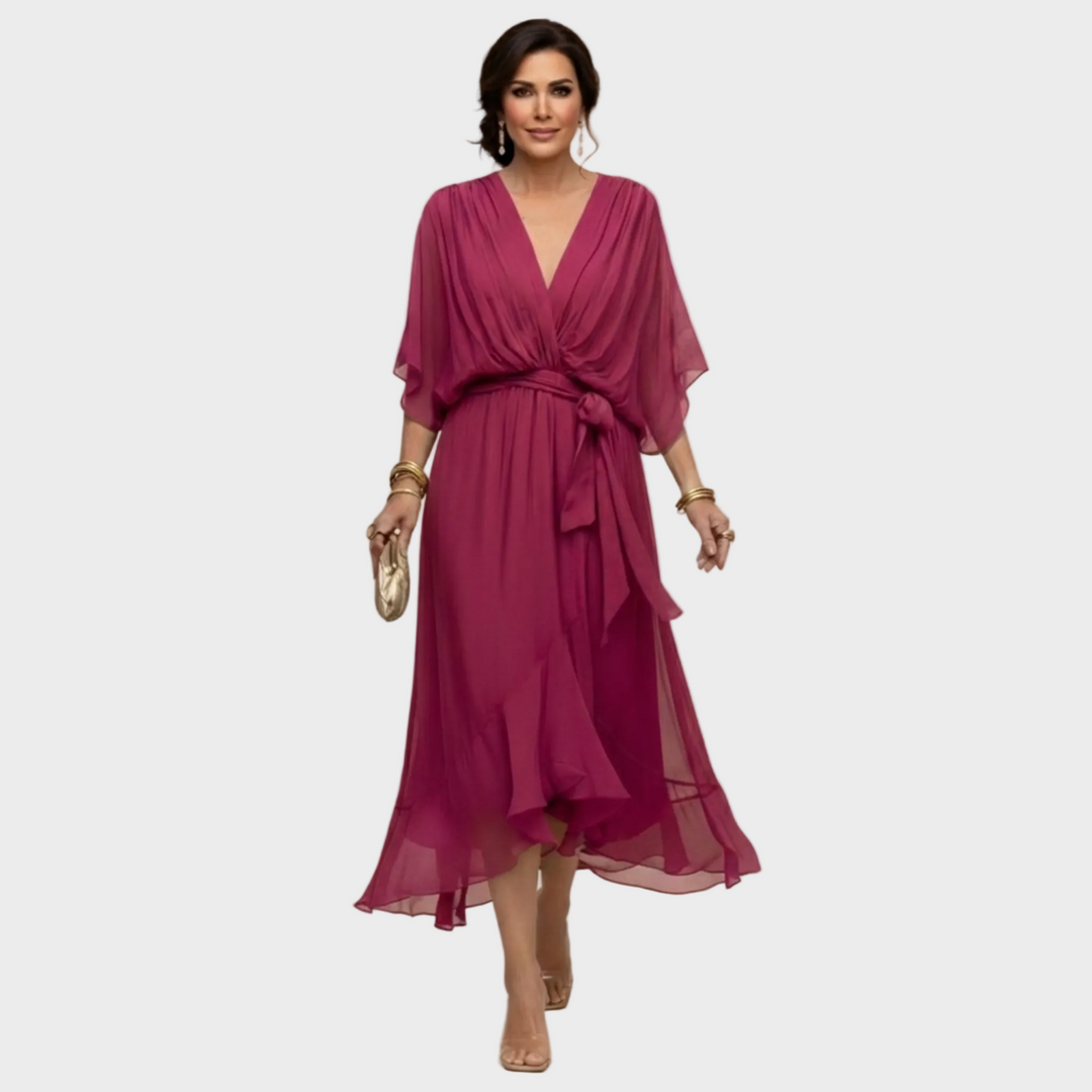 Monica | Chiffonkleid mit V-Ausschnitt