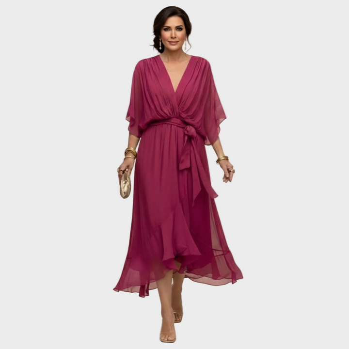 Monica | Chiffonkleid mit V-Ausschnitt