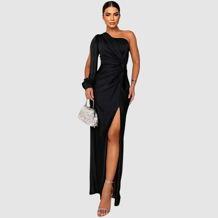 Meda | One-Shoulder-Maxikleid mit hohem Schlitz