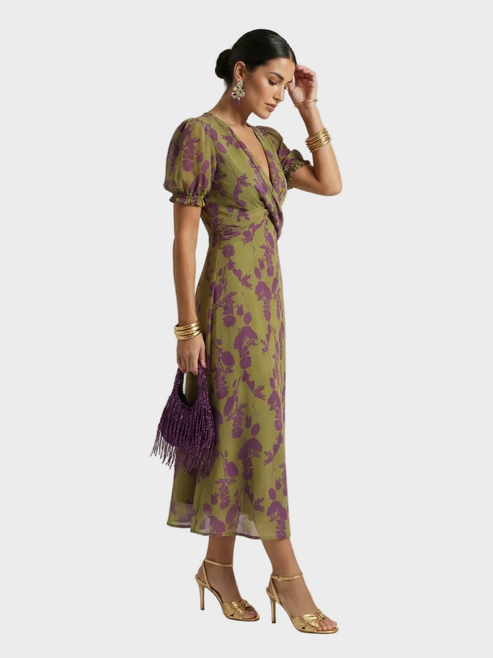 Natalia | Midikleid mit Wickelausschnitt und Blumenmuster