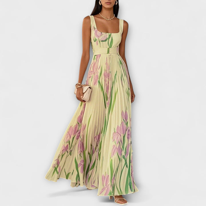 Penelope | Chiffon-Maxikleid in A-Linie mit Blumendruck
