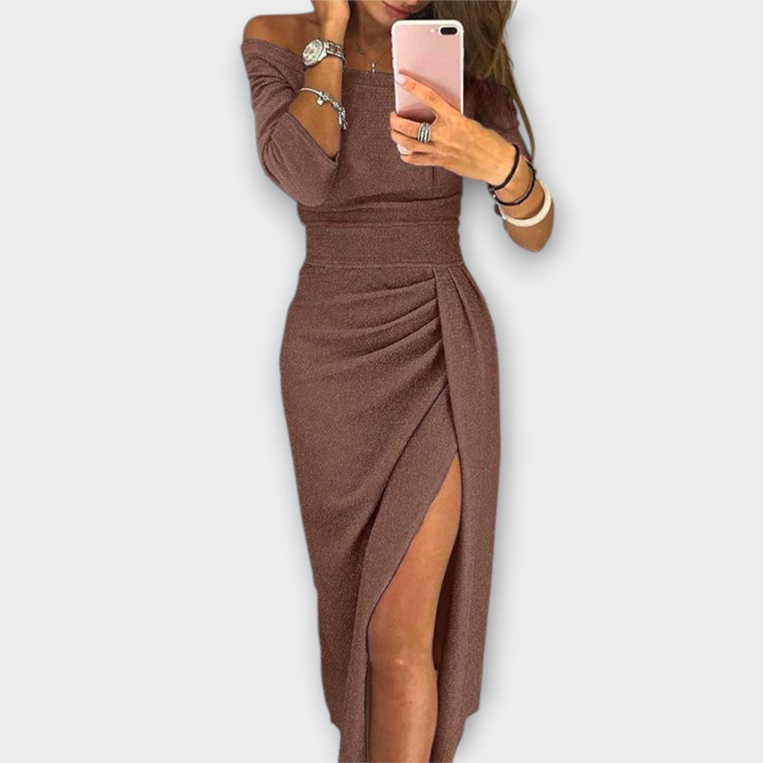 Lena | Elegantes Kleid mit schulterfreiem Ausschnitt