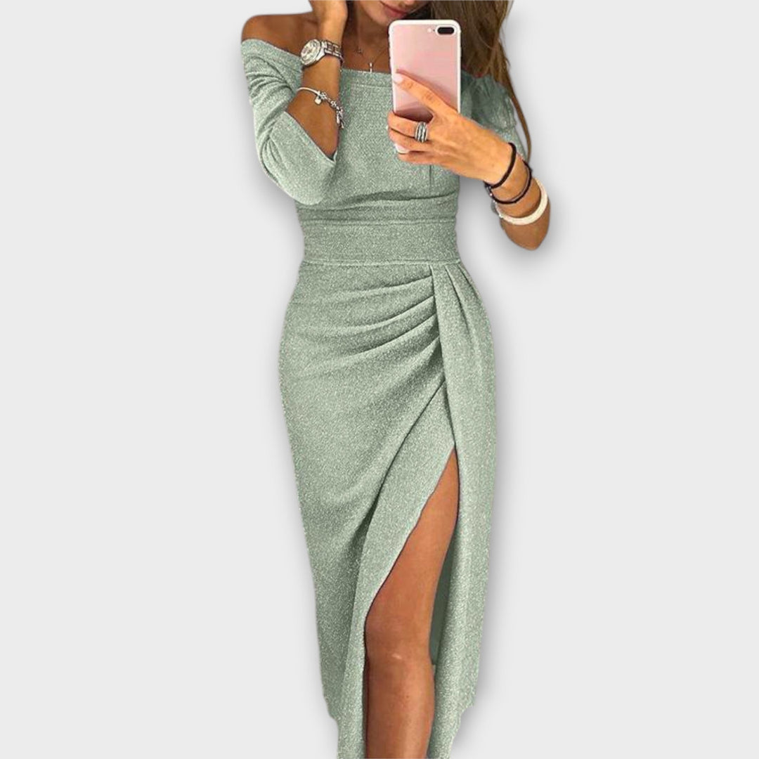 Lena | Elegantes Kleid mit schulterfreiem Ausschnitt