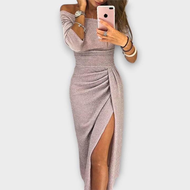 Lena | Elegantes Kleid mit schulterfreiem Ausschnitt