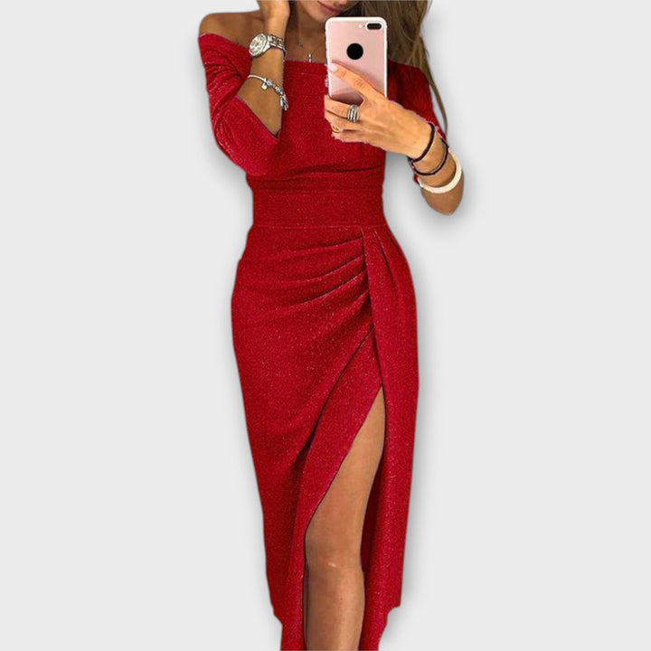 Lena | Elegantes Kleid mit schulterfreiem Ausschnitt