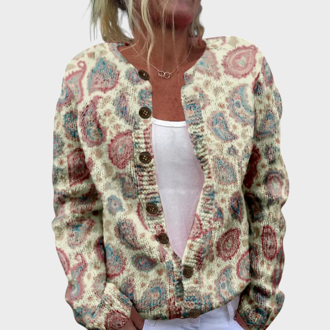 Lara | Herbstlicher Blumen-Cardigan