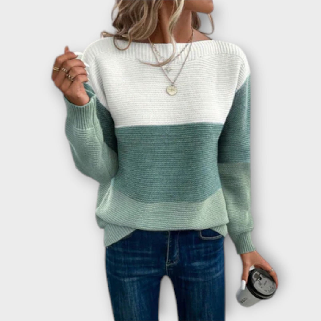 Clara | Eleganter dreifarbiger Patchwork-Pullover