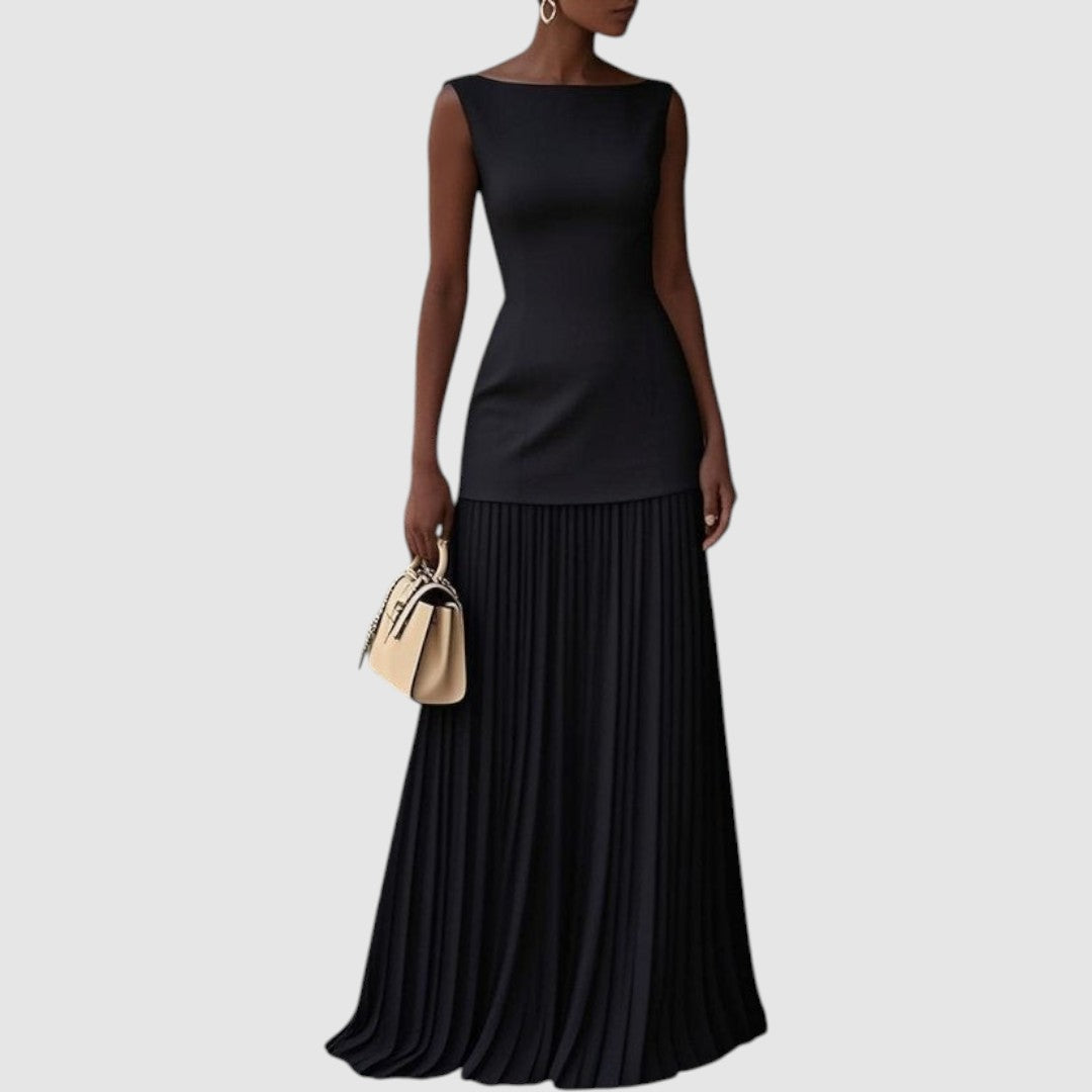 Elisa | Ärmelloses Maxikleid mit Plisseerock