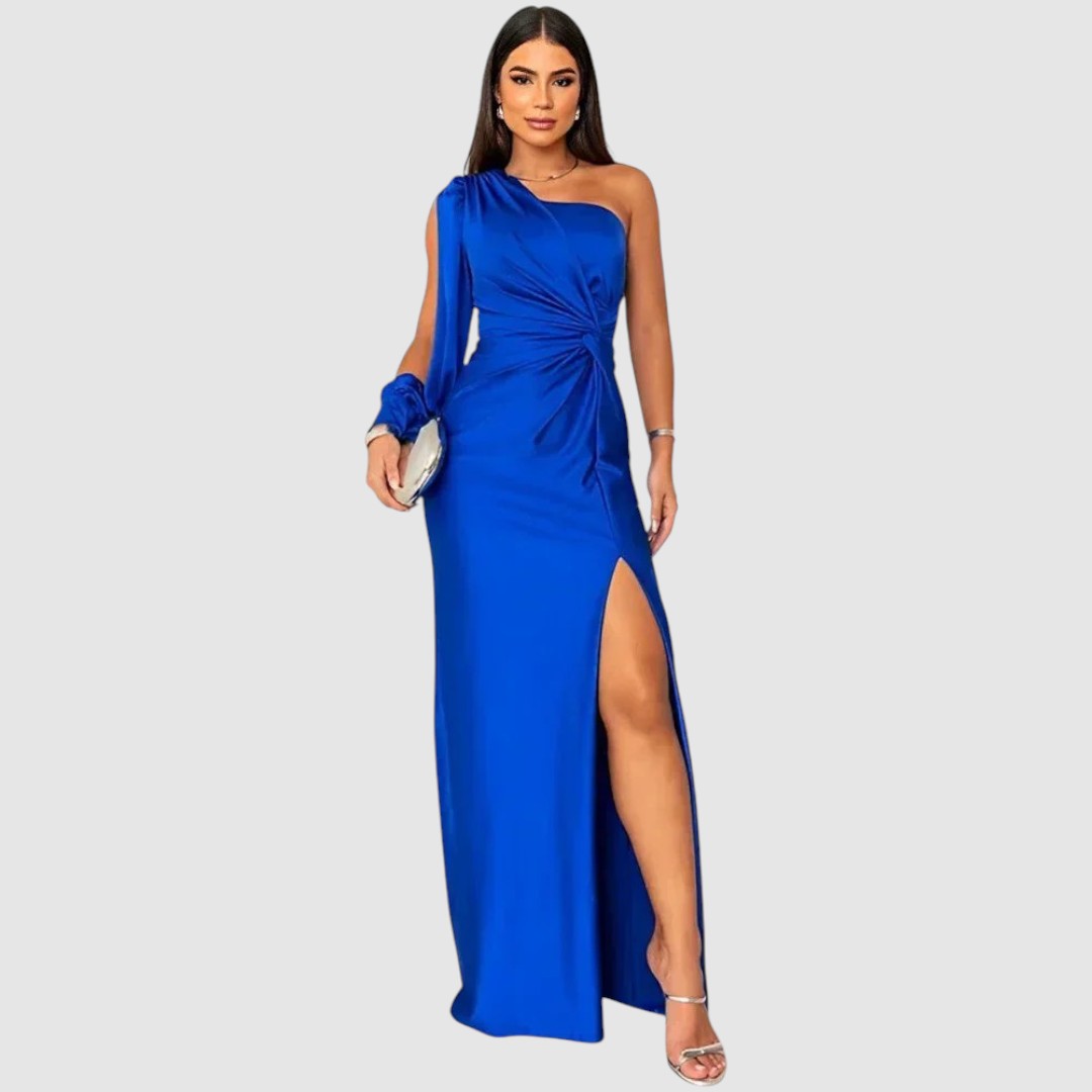 Meda | One-Shoulder-Maxikleid mit hohem Schlitz
