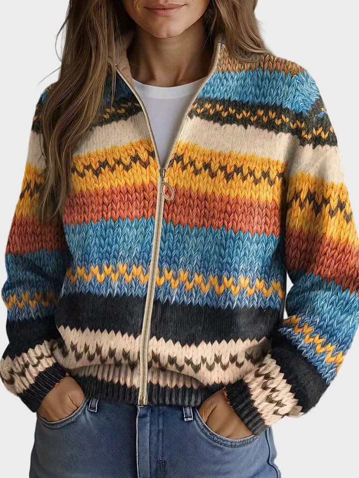 Yseult | Bunter Cardigan mit Zickzackmuster