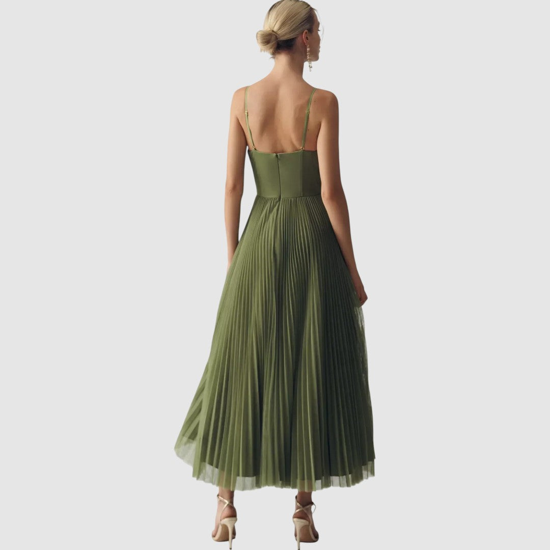 Adela | Plissiertes Kleid mit Trägern und offenem Rücken