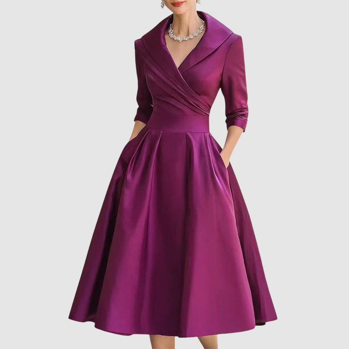 Adela | Midikleid in Wickeloptik mit Kragen
