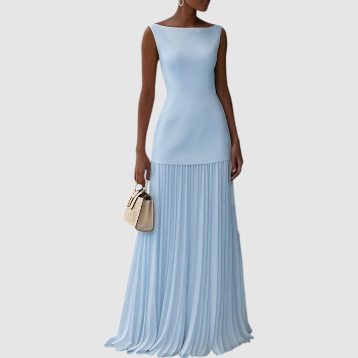 Elisa | Ärmelloses Maxikleid mit Plisseerock