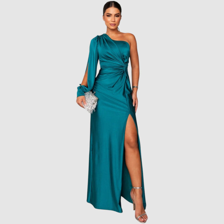 Meda | One-Shoulder-Maxikleid mit hohem Schlitz
