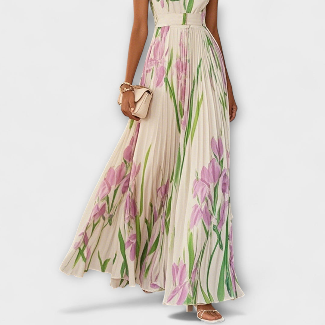 Penelope | Chiffon-Maxikleid in A-Linie mit Blumendruck