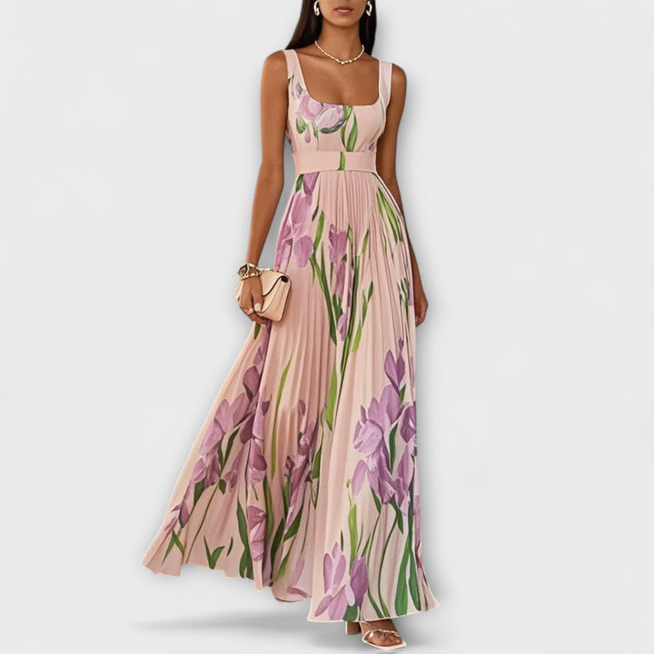 Penelope | Chiffon-Maxikleid in A-Linie mit Blumendruck
