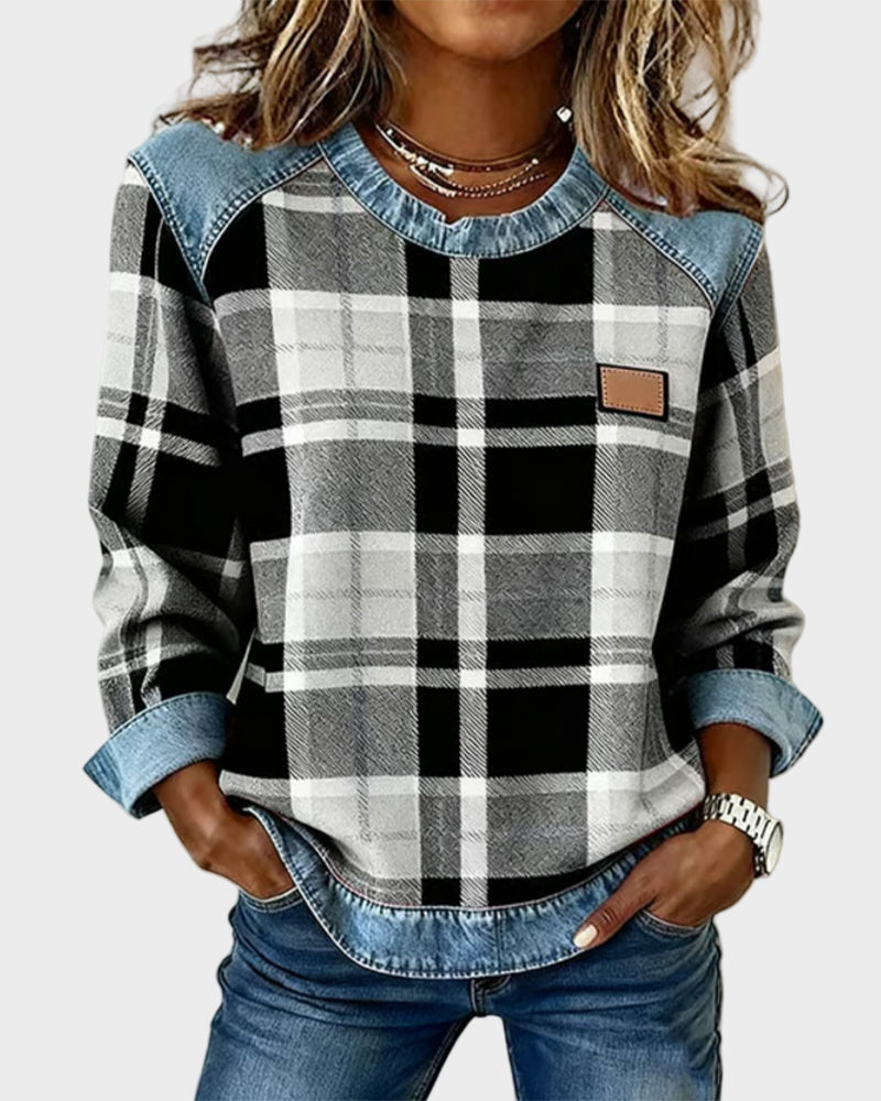 Ivy | Bluse mit Karo-Patchwork