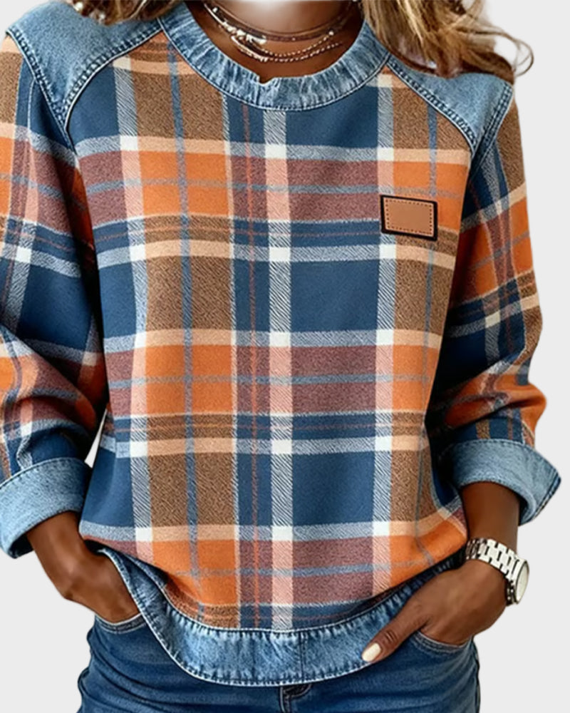 Ivy | Bluse mit Karo-Patchwork