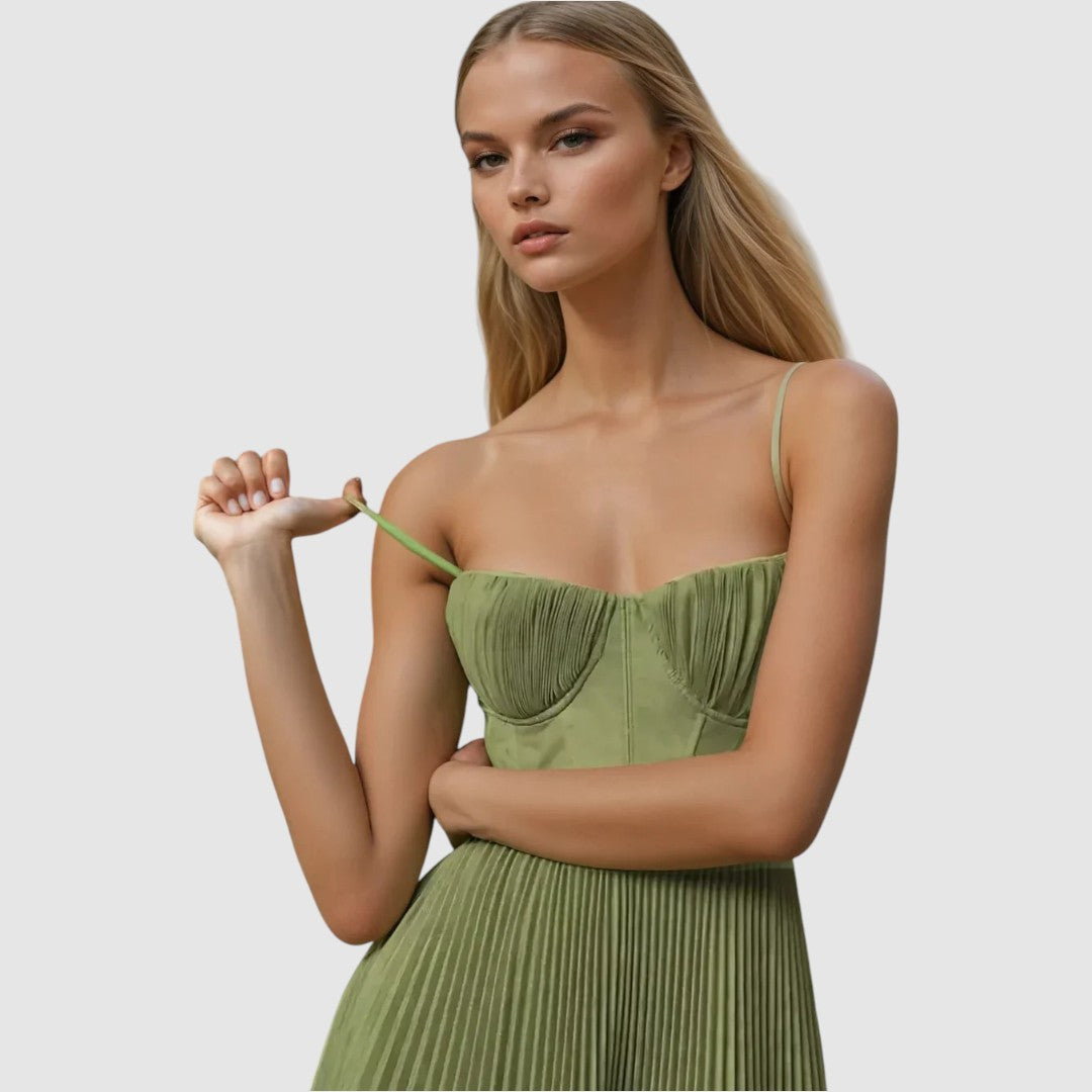 Adela | Plissiertes Kleid mit Trägern und offenem Rücken