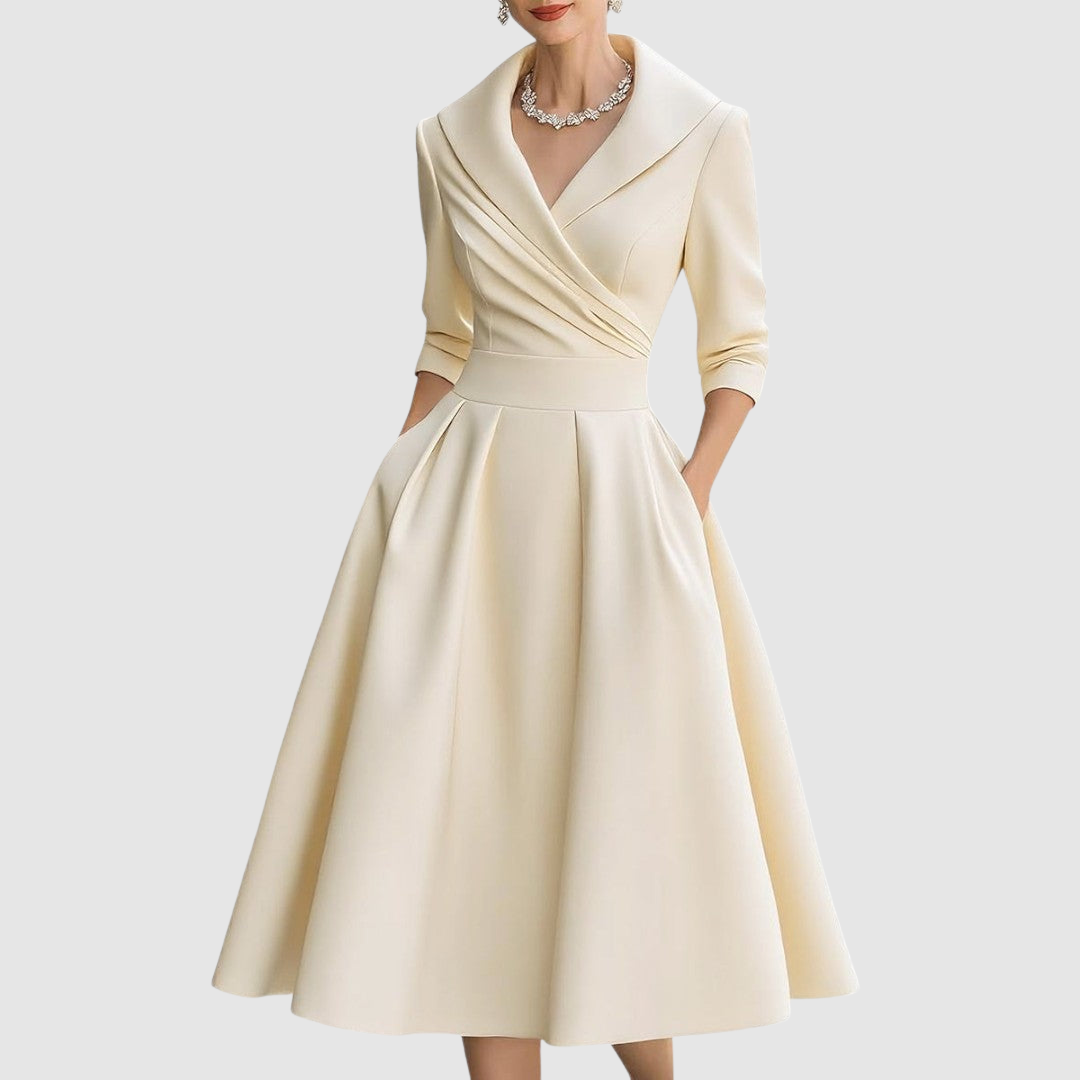 Adela | Midikleid in Wickeloptik mit Kragen