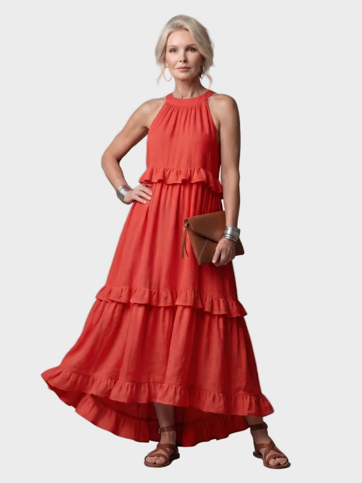 Katia | Maxikleid mit Neckholder und Volants