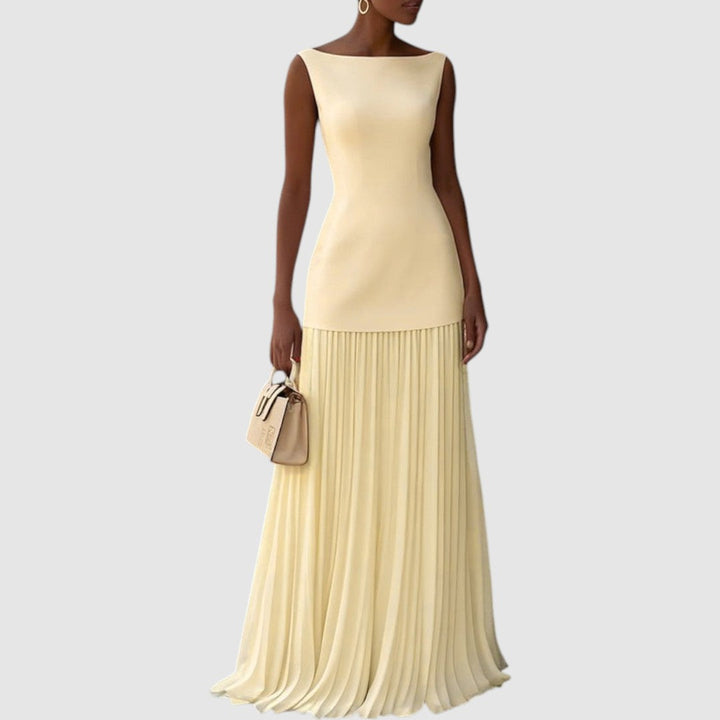 Elisa | Ärmelloses Maxikleid mit Plisseerock