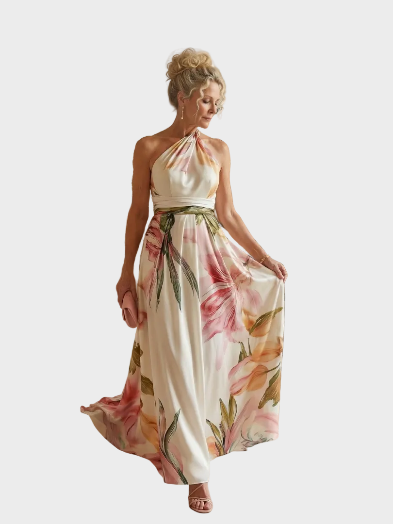 Emilia | Maxikleid mit Neckholder und Blumendruck