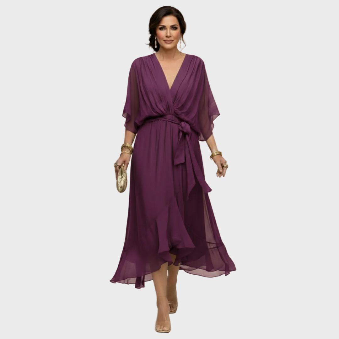 Monica | Chiffonkleid mit V-Ausschnitt