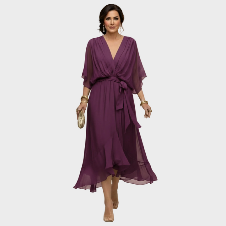 Monica | Chiffonkleid mit V-Ausschnitt