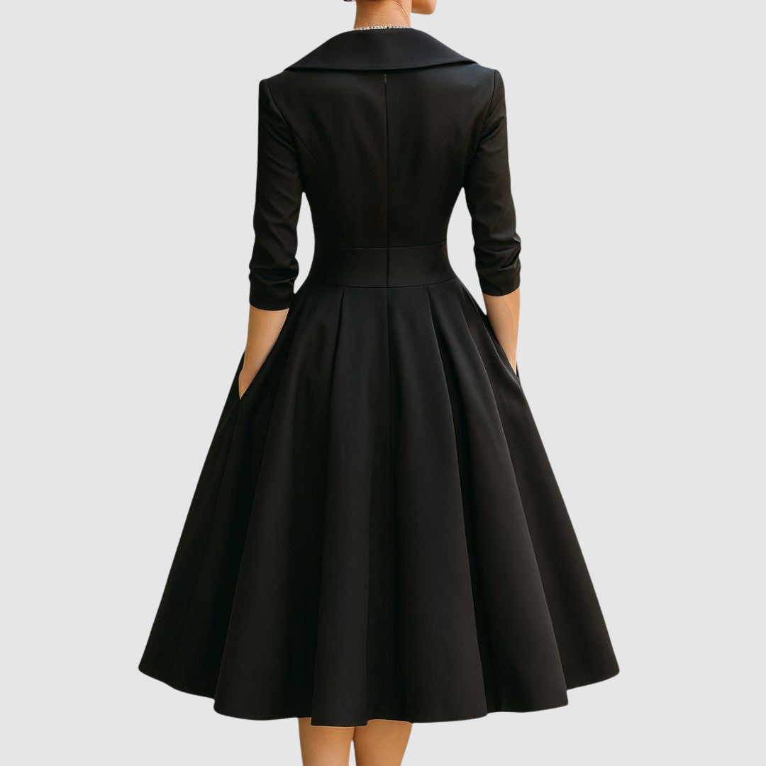 Adela | Midikleid in Wickeloptik mit Kragen