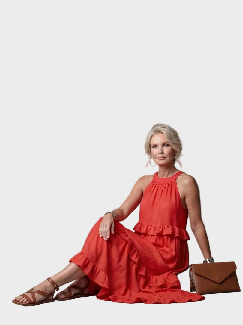 Katia | Maxikleid mit Neckholder und Volants