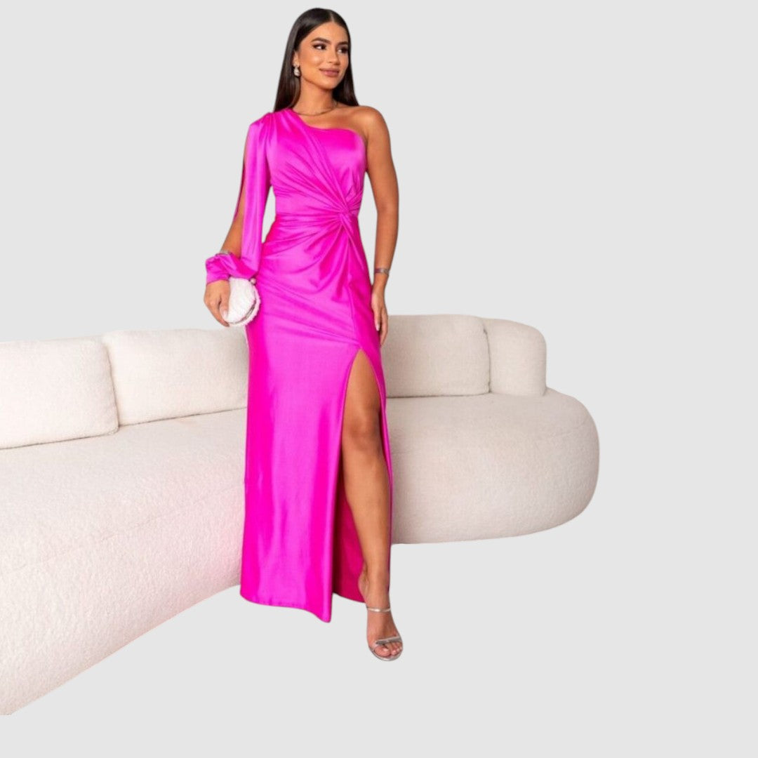 Meda | One-Shoulder-Maxikleid mit hohem Schlitz