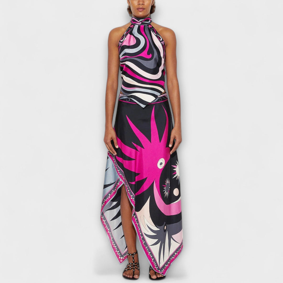 Everly - Set aus Neckholder-Top und asymmetrischem Midi-Rock