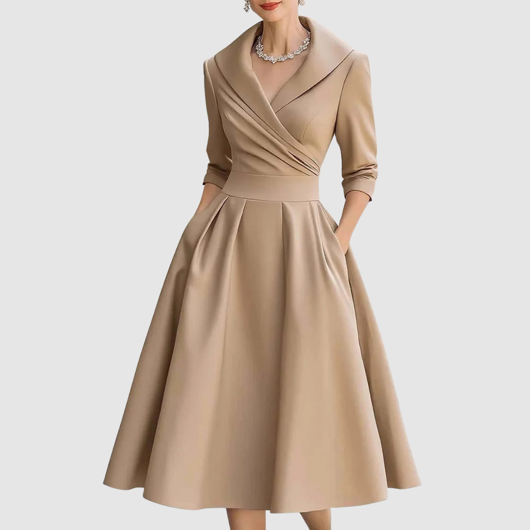 Adela | Midikleid in Wickeloptik mit Kragen