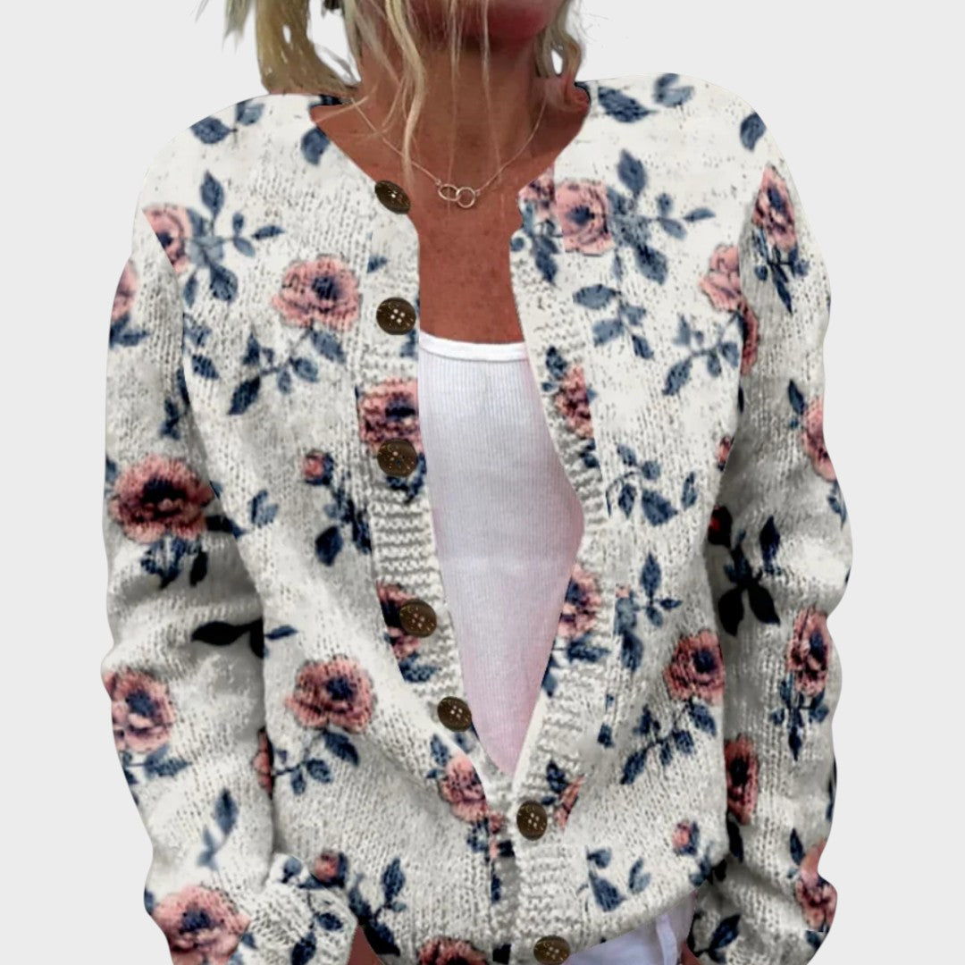 Laura | Herbstlicher Blumen-Cardigan