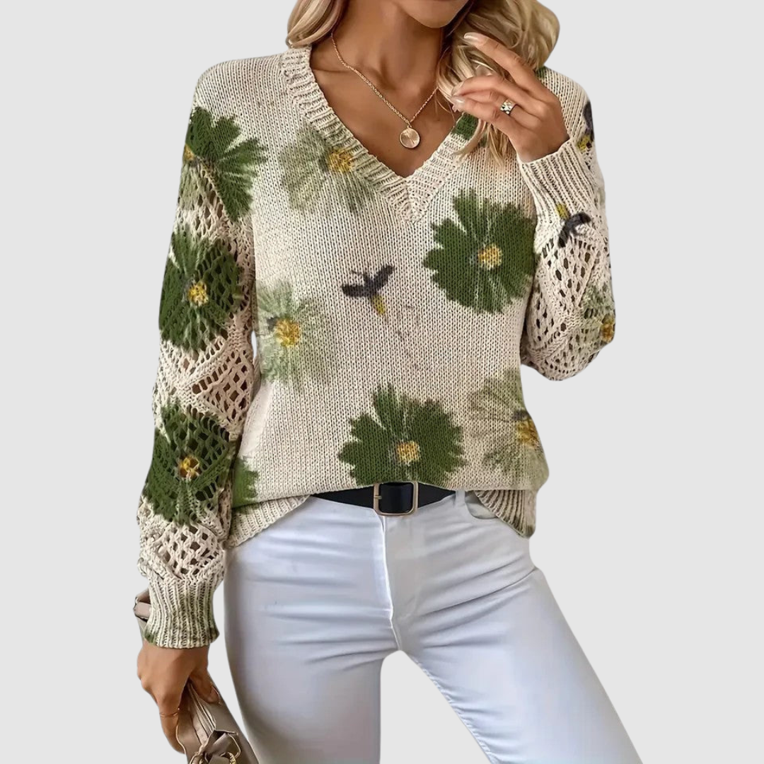 Meda | Eleganter Pullover mit Blumenmuster