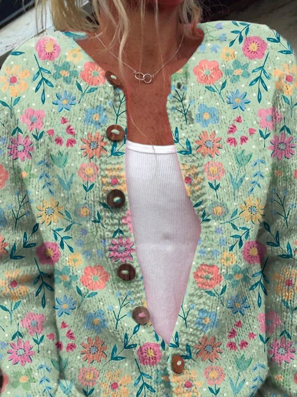 Georgia | Pullover mit floralem Druck und Knöpfen