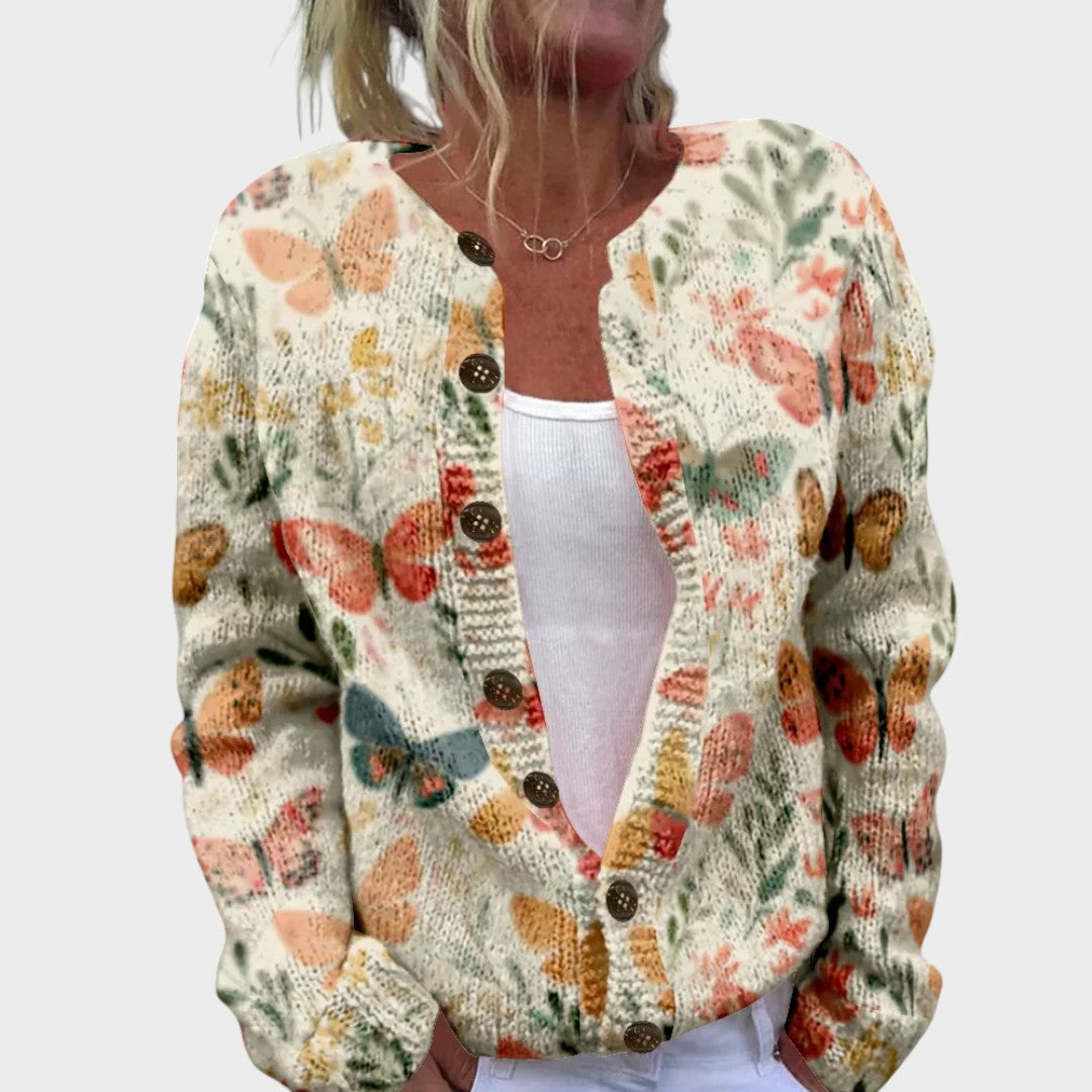 Carolina | Herbstlicher Blumen-Cardigan