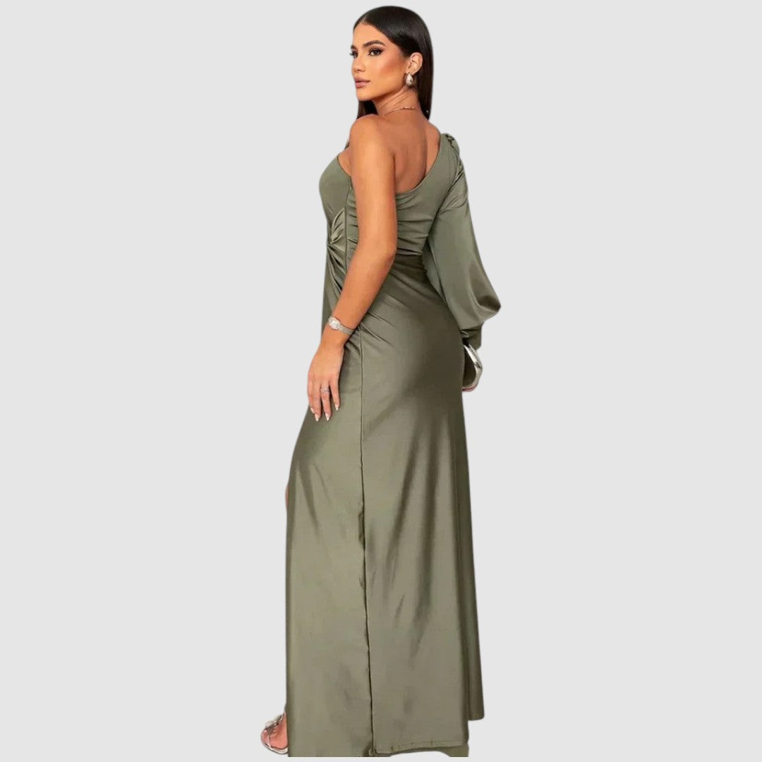 Meda | One-Shoulder-Maxikleid mit hohem Schlitz