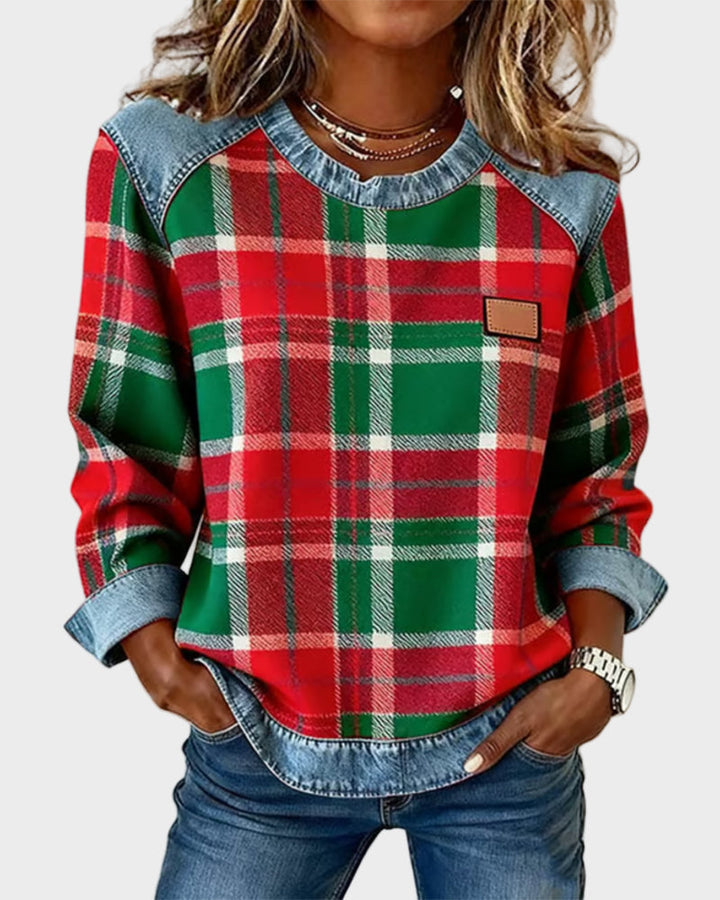 Ivy | Bluse mit Karo-Patchwork