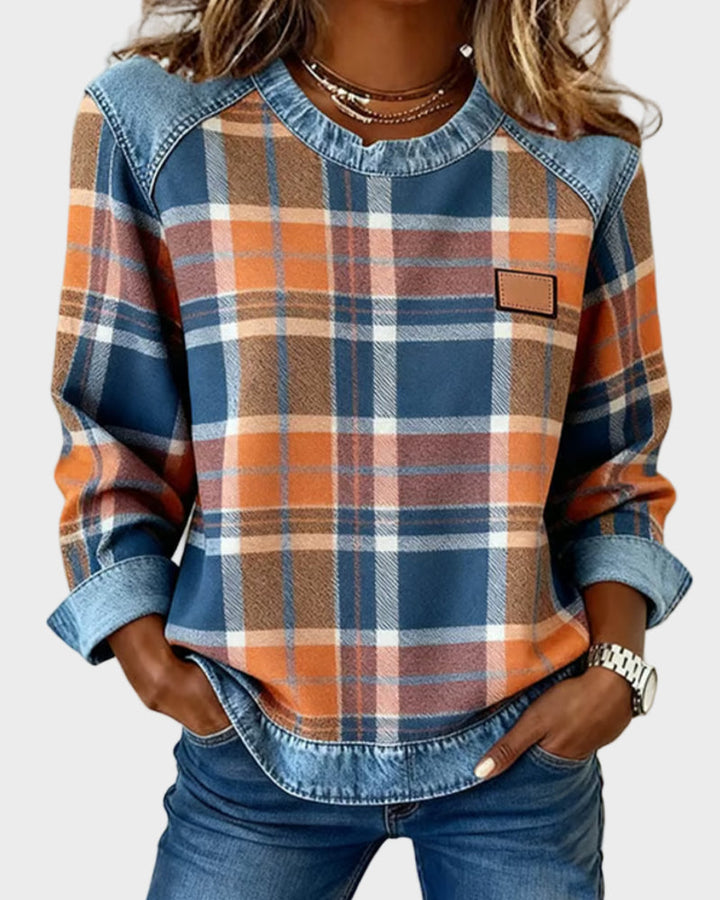 Ivy | Bluse mit Karo-Patchwork