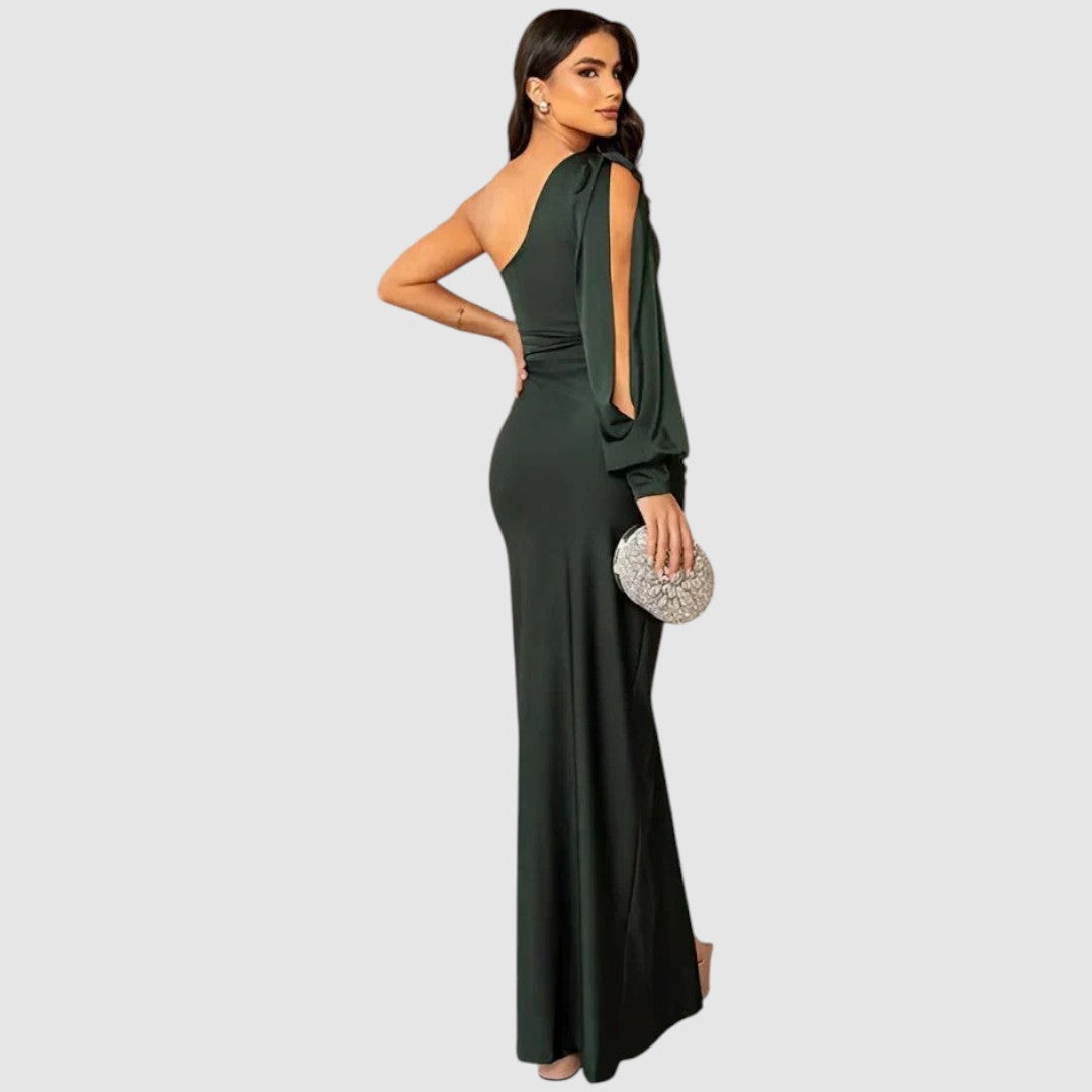 Meda | One-Shoulder-Maxikleid mit hohem Schlitz