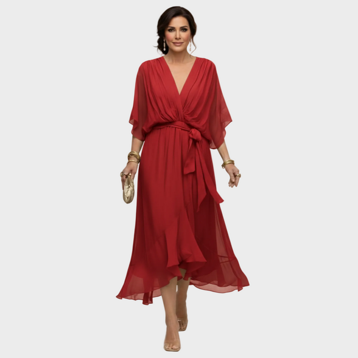 Monica | Chiffonkleid mit V-Ausschnitt
