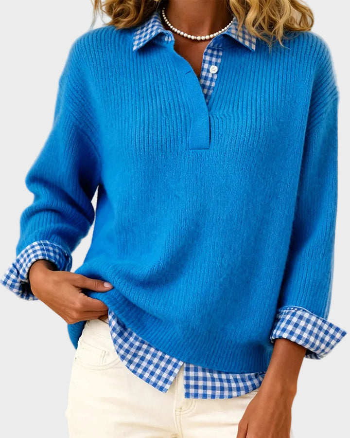 Viktoria | Bunter Pullover mit Karo-Patchwork
