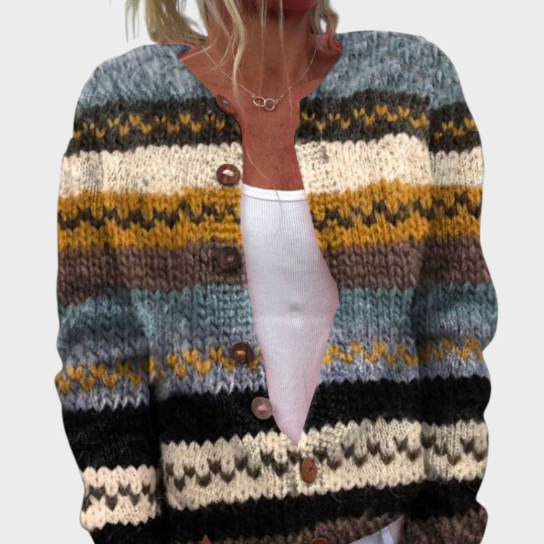 Eva | Herbstlicher Blumen-Cardigan