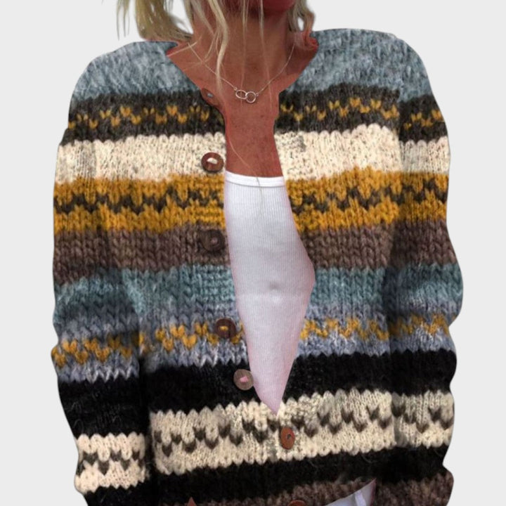 Eva | Herbstlicher Blumen-Cardigan