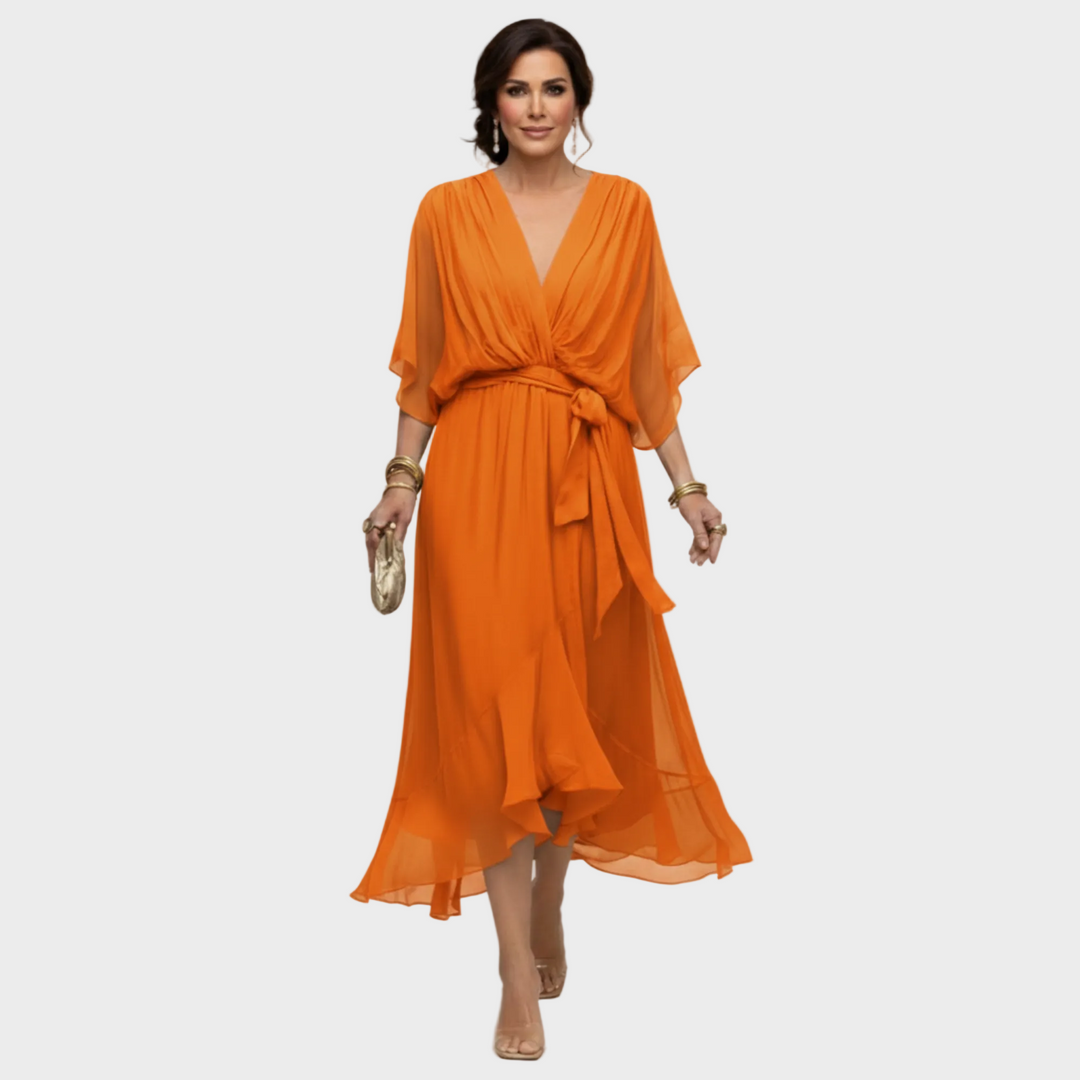 Monica | Chiffonkleid mit V-Ausschnitt