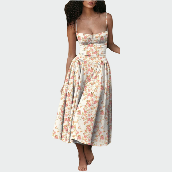 Jaroslava | Satin-Maxikleid mit geformtem Oberteil
