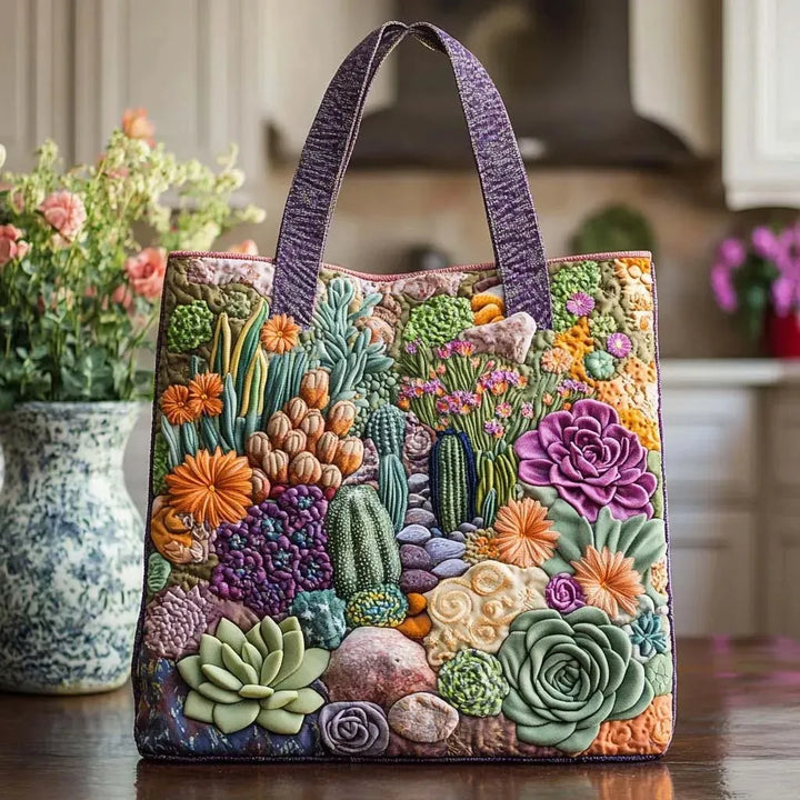 Sukkulenten-Garten | Gesteppte Shopper-Tasche
