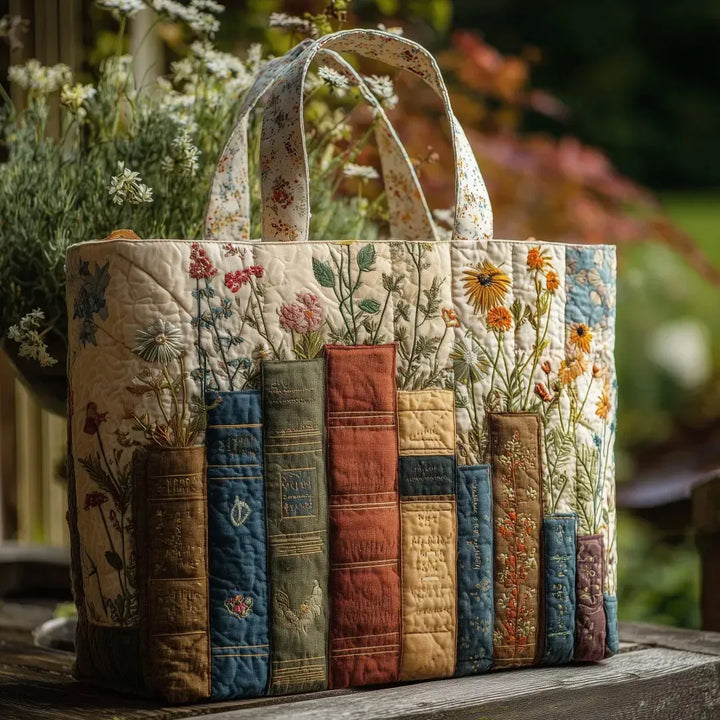 Bücher & Blumen | Gesteppte Shopper-Tasche